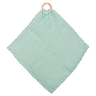 Muslin Security Blanket with Teether – Mint Green