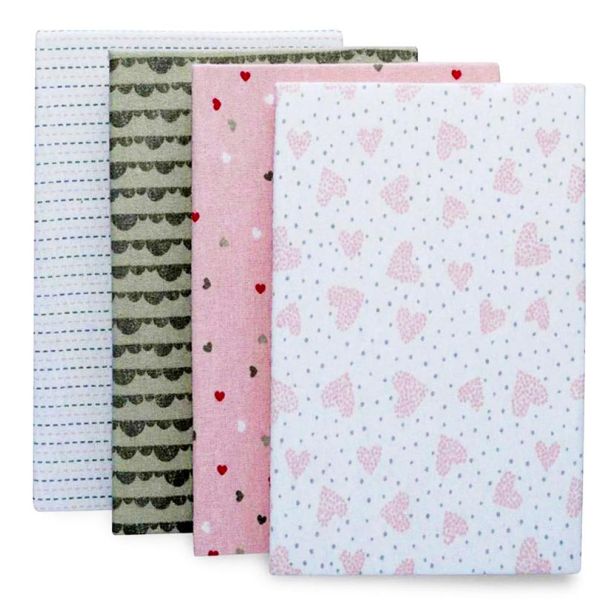 Hearts Baby Flannel Wraps – Soft Cotton 4 Pack